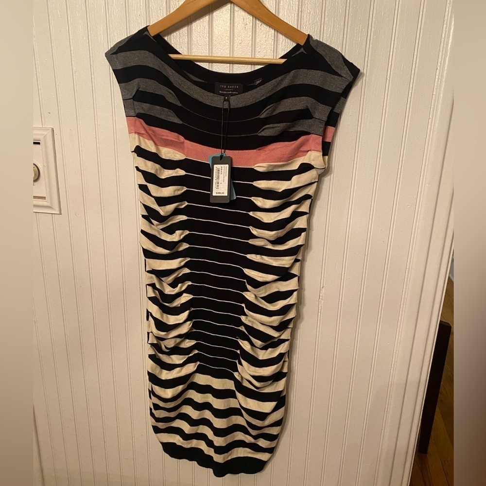 NWT Ted Baker London Kitey Black Grey and Pink Dresss